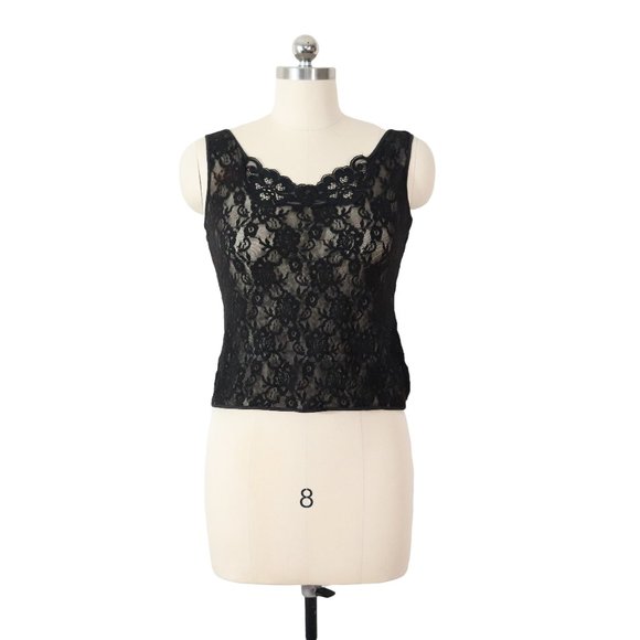 Vintage Tops - SOLD vintage 80s black lace crop top M medium sheer retro rocker goth sexy